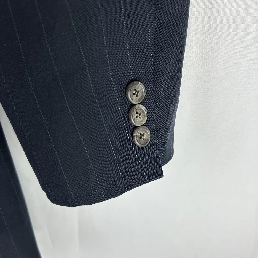 Brooks‎ Brothers Blazer Mens 39R Navy Pinstripe Wool Made USA Two Button Coat